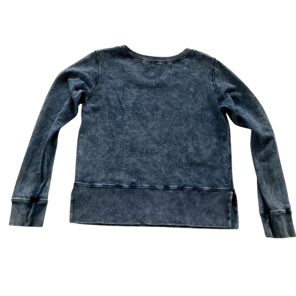 Michael Stars Women’s Sydney Sweatshirt OS Blue Acid Wash Slits Grunge Slouchy - Picture 2 of 12